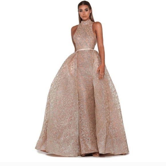 Portia and Scarlett Dresses & Skirts - Portia and scarlett nude/ gold dress + overskirt